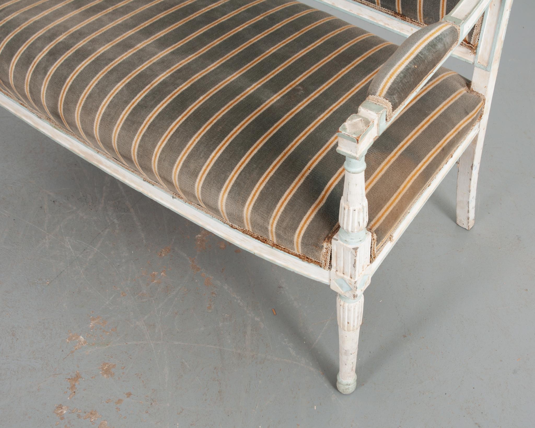 Pair of French Early 20th Century Painted Directoire-Style Banquettes 3