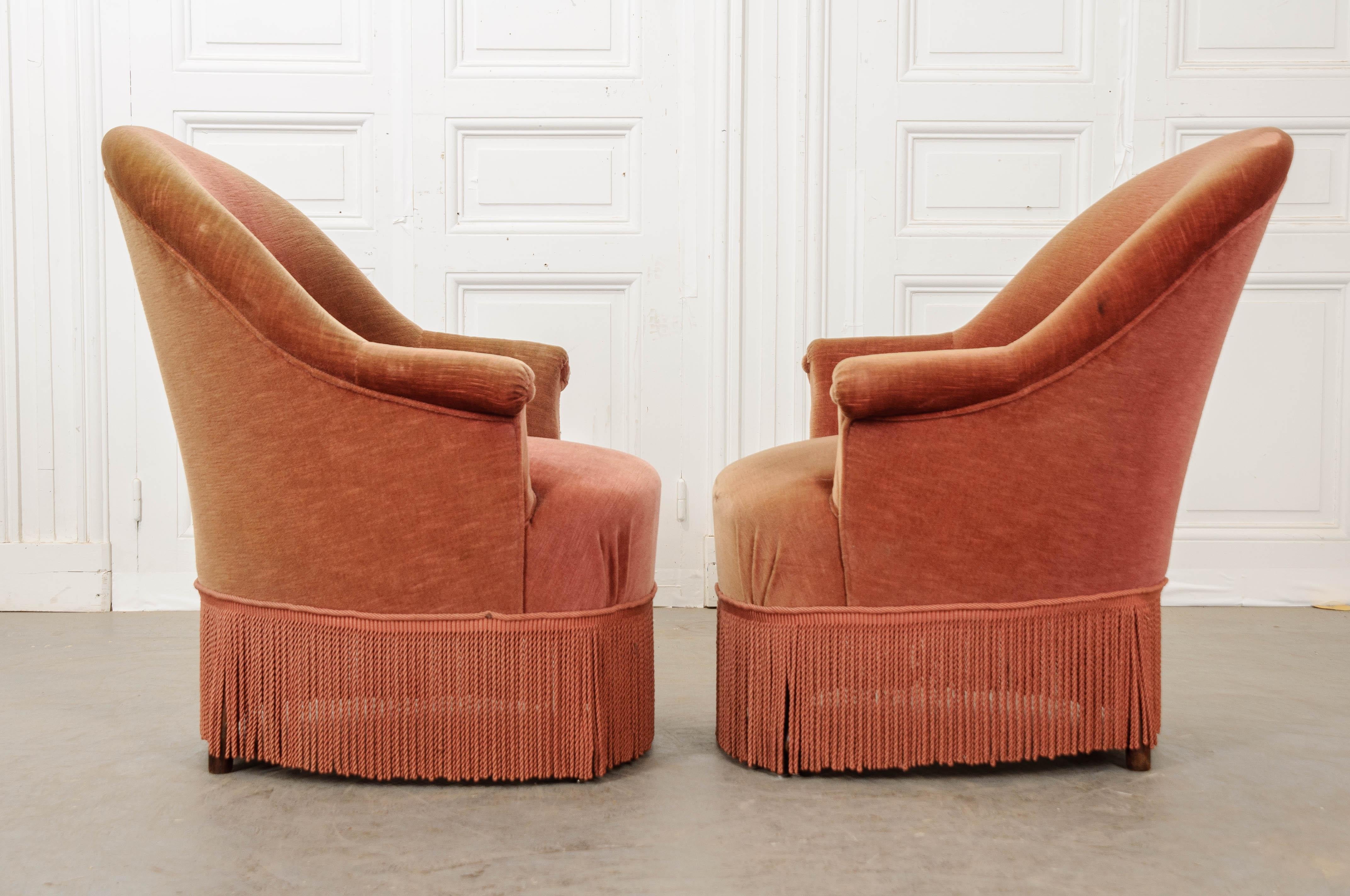 Pair of French Early 20th Century Upholstered Tub Chairs 2