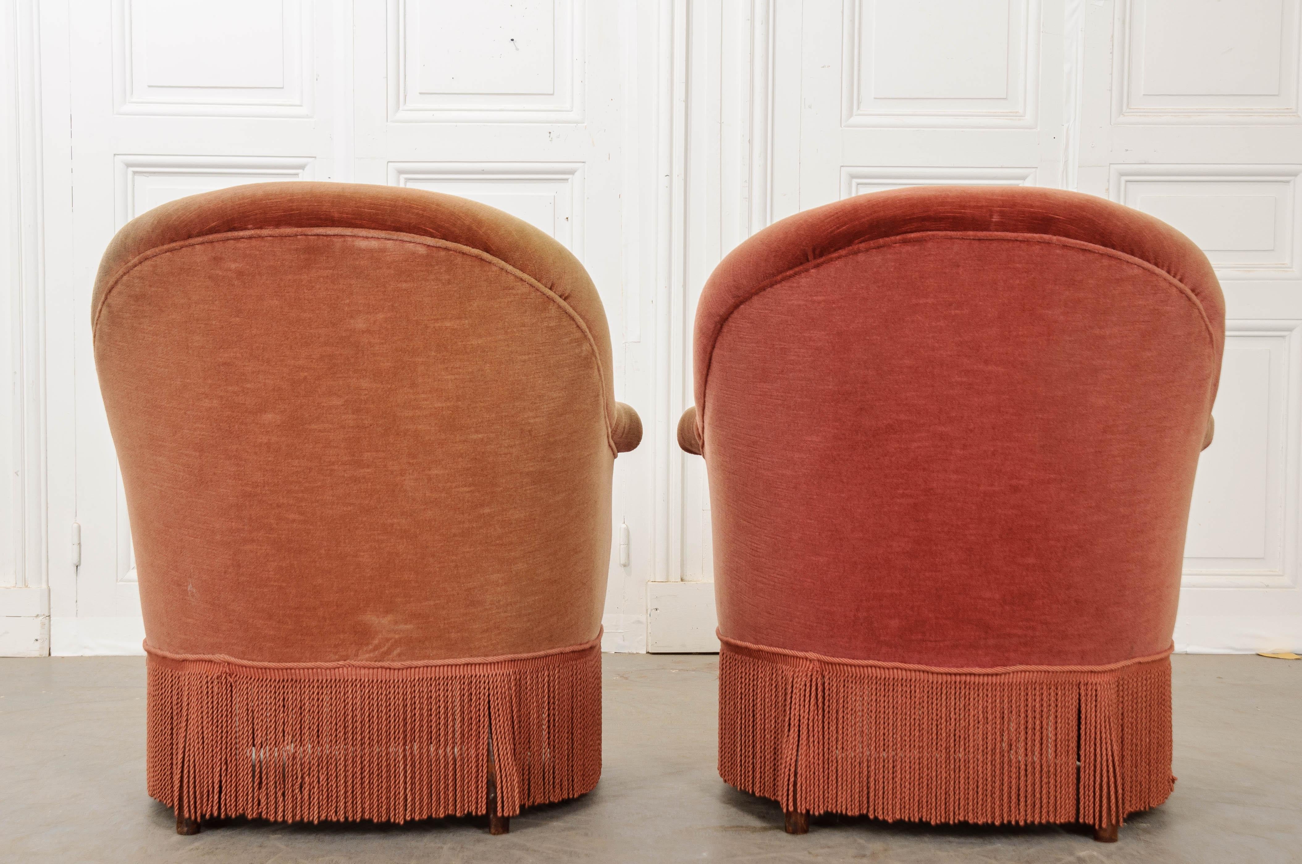 Pair of French Early 20th Century Upholstered Tub Chairs 4