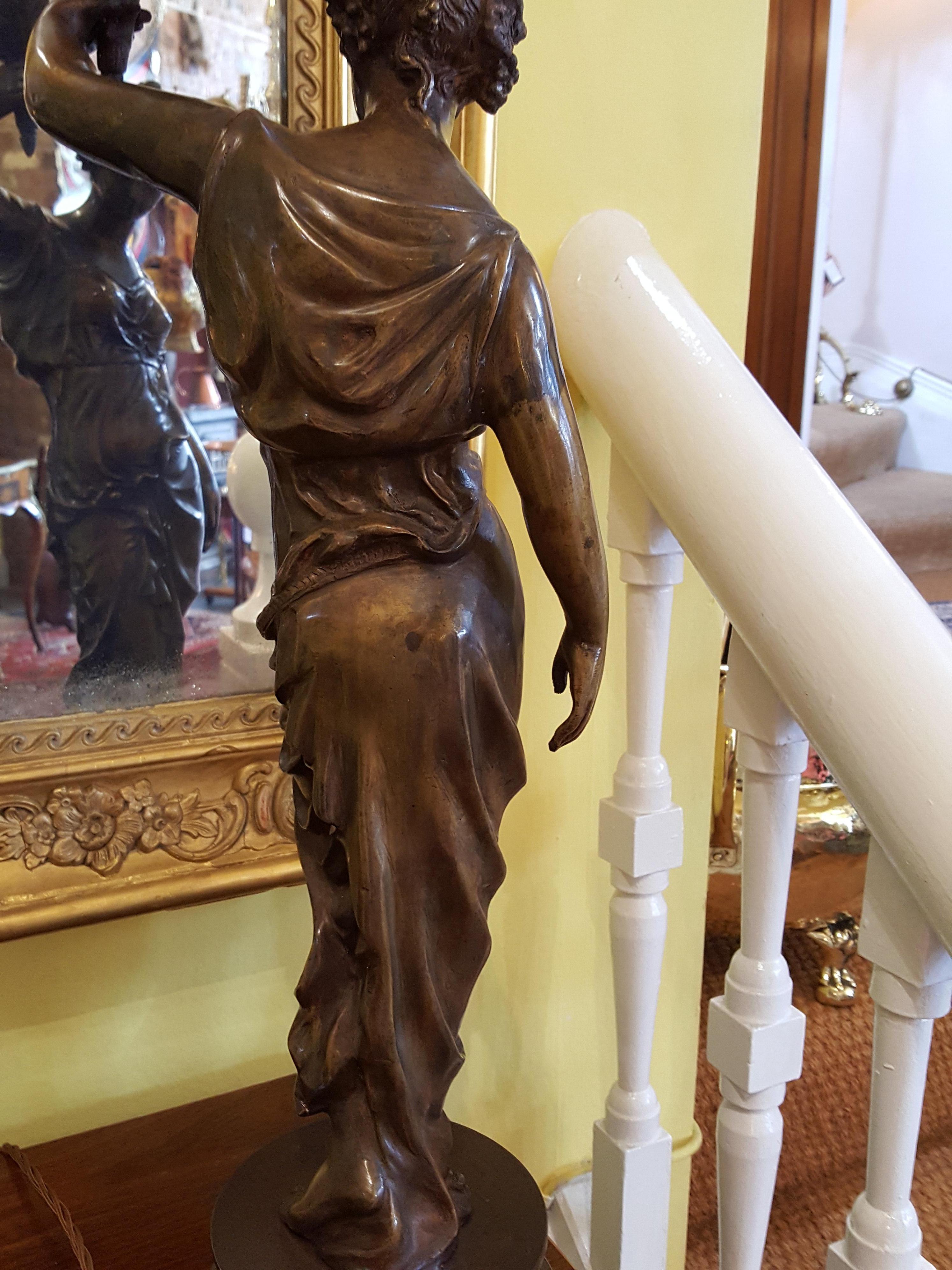 Pair of French Early 20th Century Bronze Figural Lights For Sale 1