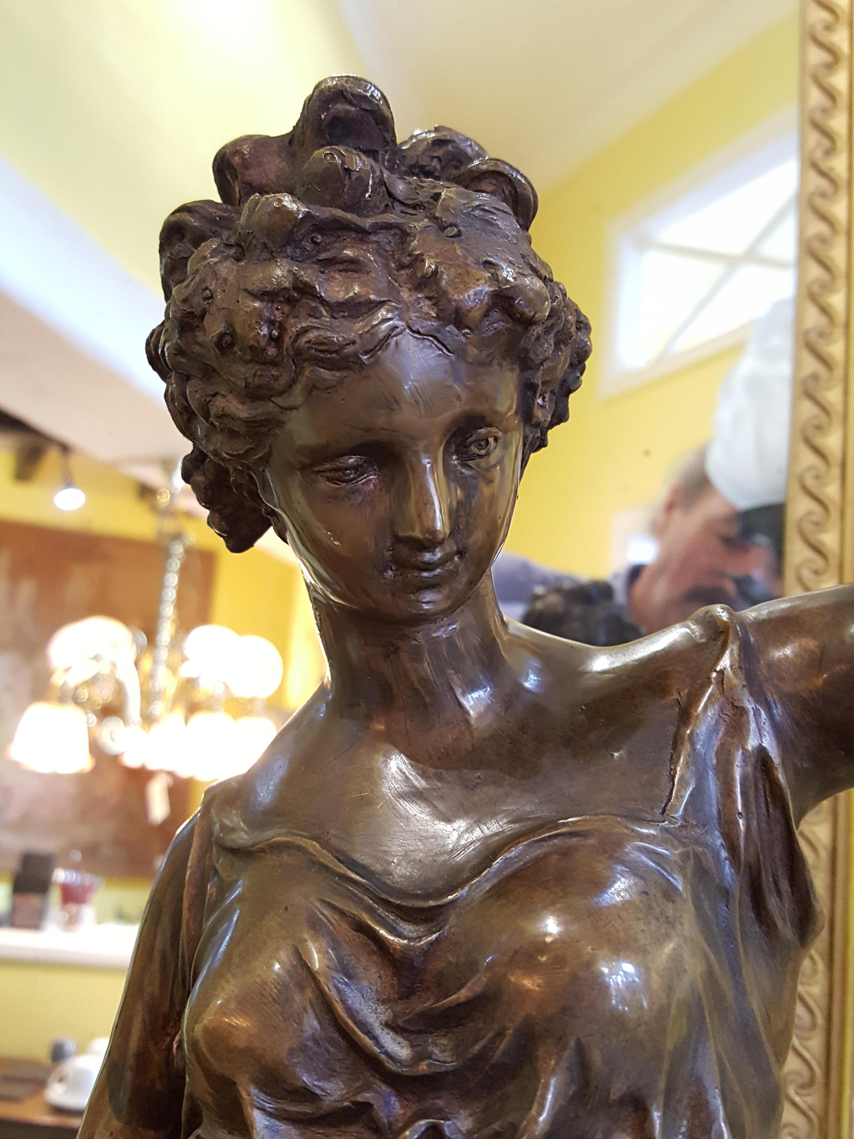 Pair of French Early 20th Century Bronze Figural Lights For Sale 3