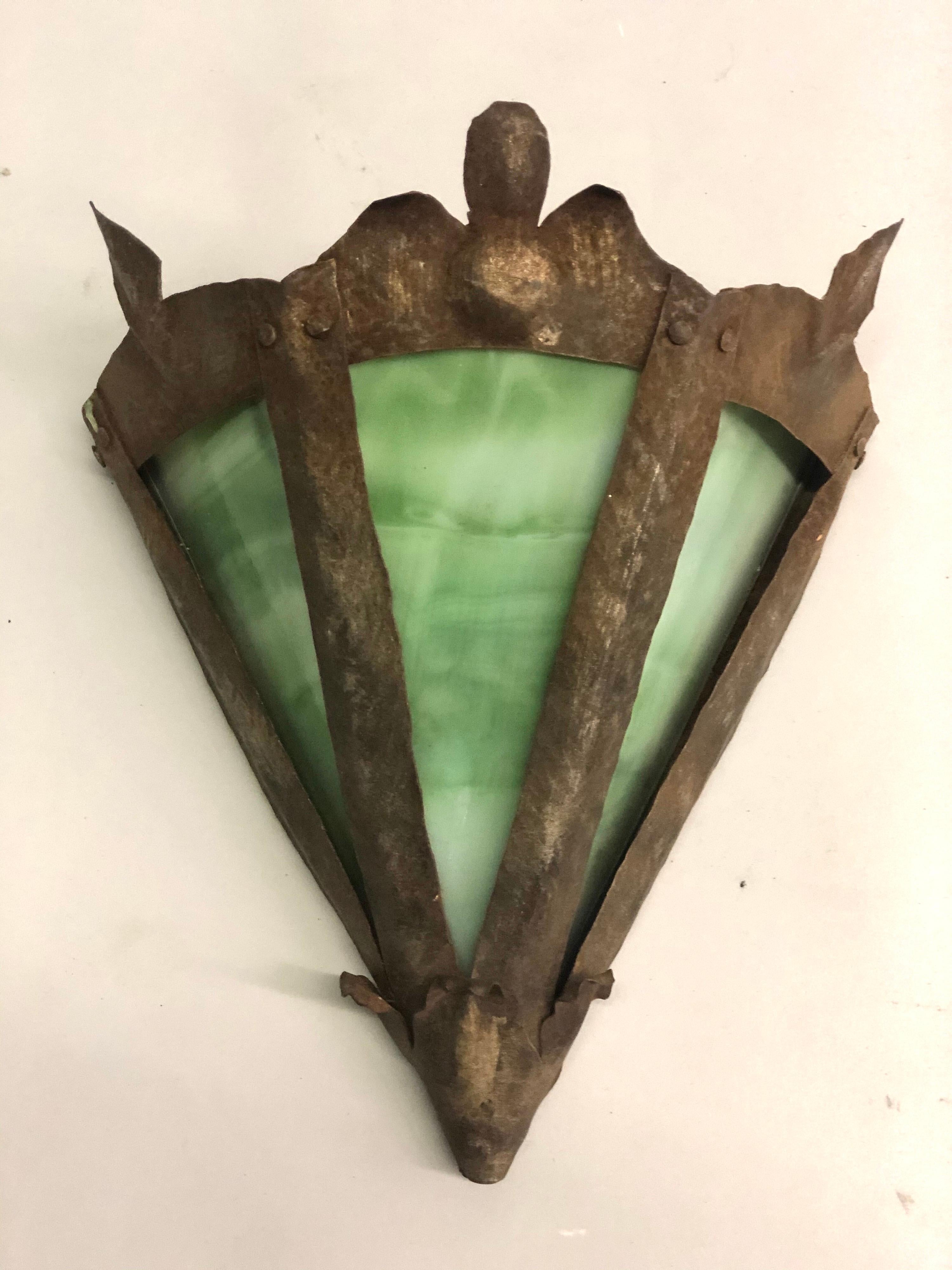 stained glass wall sconce