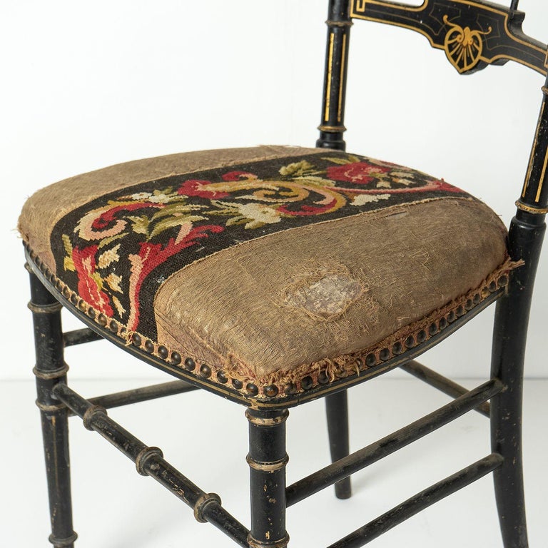 Pair of French Ebonised and Gilt Side Chairs, 19th Century For Sale at ...