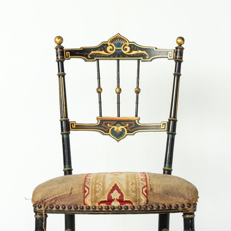 Pair of French Ebonised and Gilt Side Chairs, 19th Century For Sale at ...