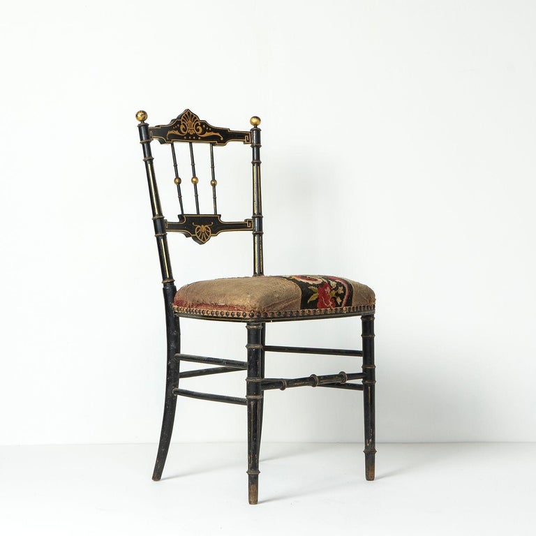 Pair of French Ebonised and Gilt Side Chairs, 19th Century For Sale at ...