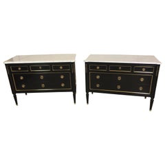 Pair of French Ebonized Commodes