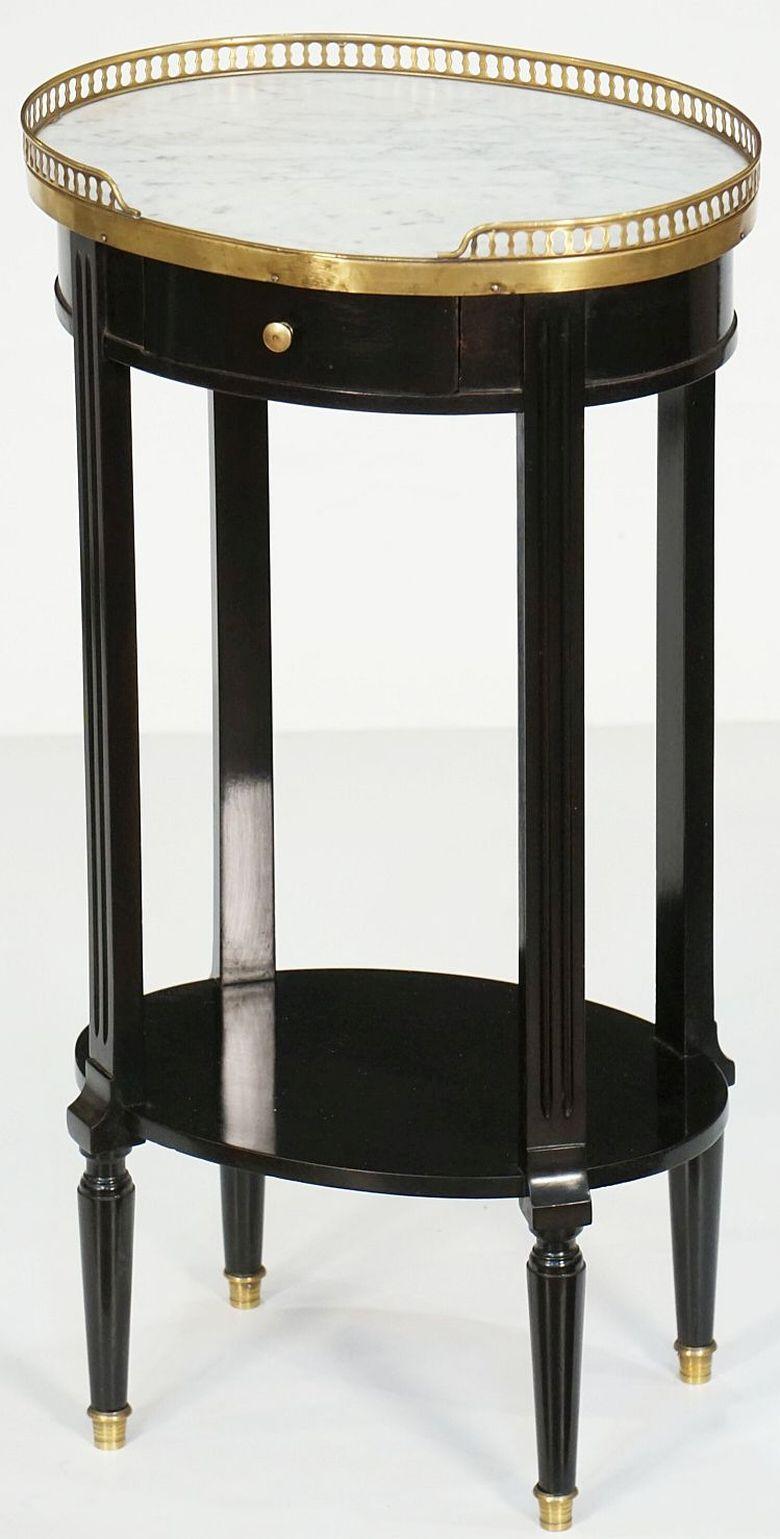 Pair of French Ebonized Oval Nightstands or Bedside Tables - Louis XVI Style For Sale 6