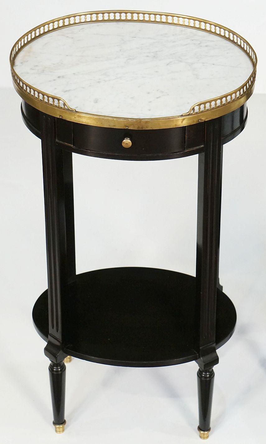 Pair of French Ebonized Oval Nightstands or Bedside Tables - Louis XVI Style For Sale 3