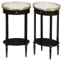 Pair of French Ebonized Oval Nightstands or Bedside Tables - Louis XVI Style
