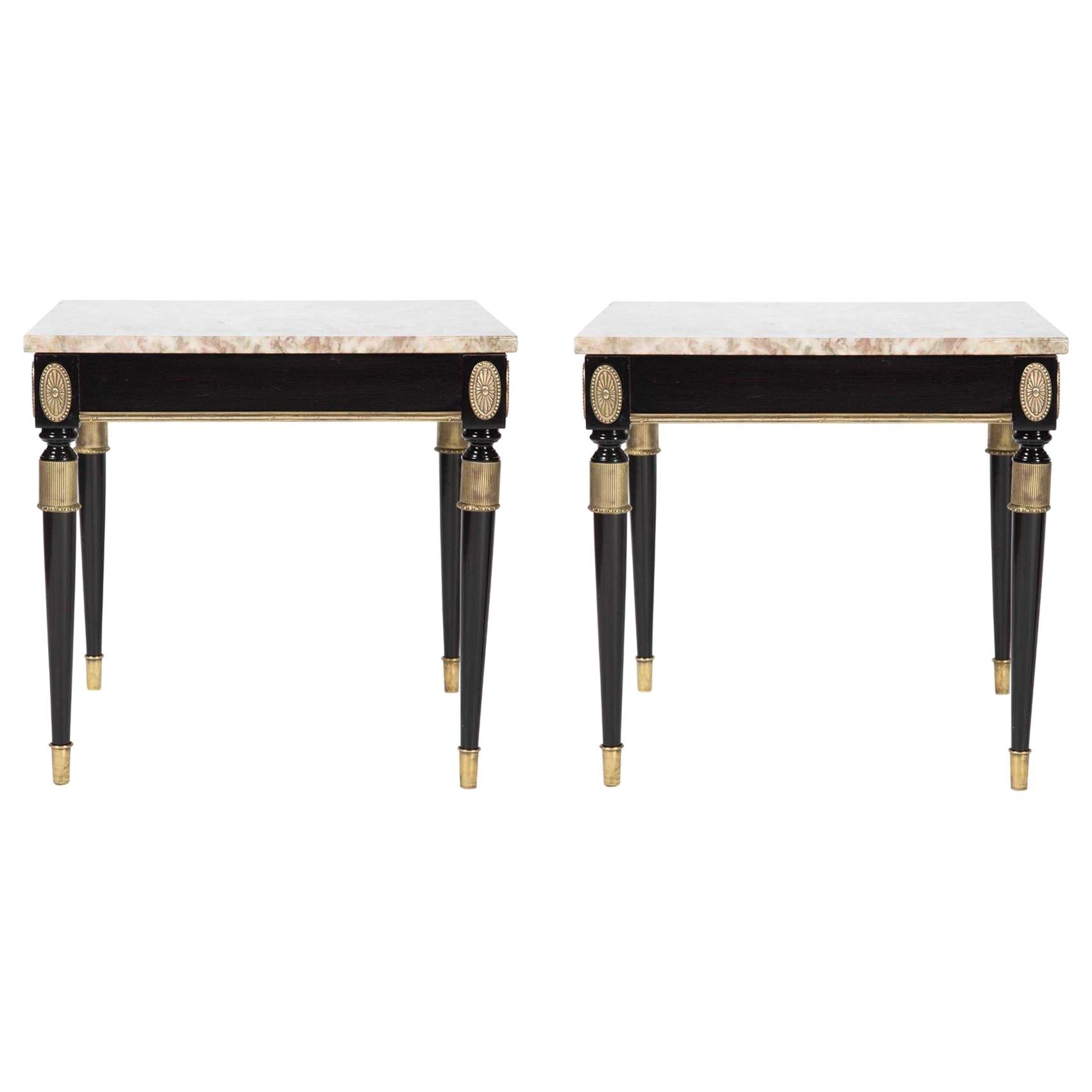 Pair of French Ebonized Side Tables