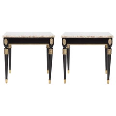 Pair of French Ebonized Side Tables