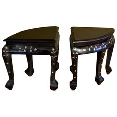 Antique Pair of French Ebonized Stools