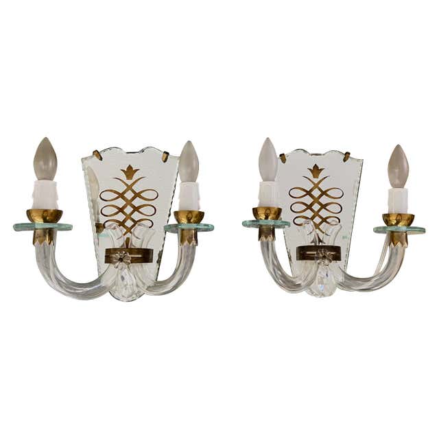 Pair of Venetian Italian Mirrored Wall Light Sconces For Sale at ...