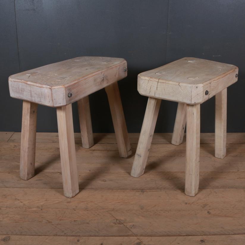 Good pair of 19th century bleached Elm side tables / butchers blocks. Lovely 5