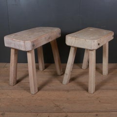 Pair of French Elm Butchers Blocks/ Lamp Tables