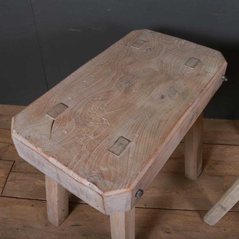 Pair of French Elm Butchers Blocks/ Lamp Tables In Good Condition In Leamington Spa, Warwickshire
