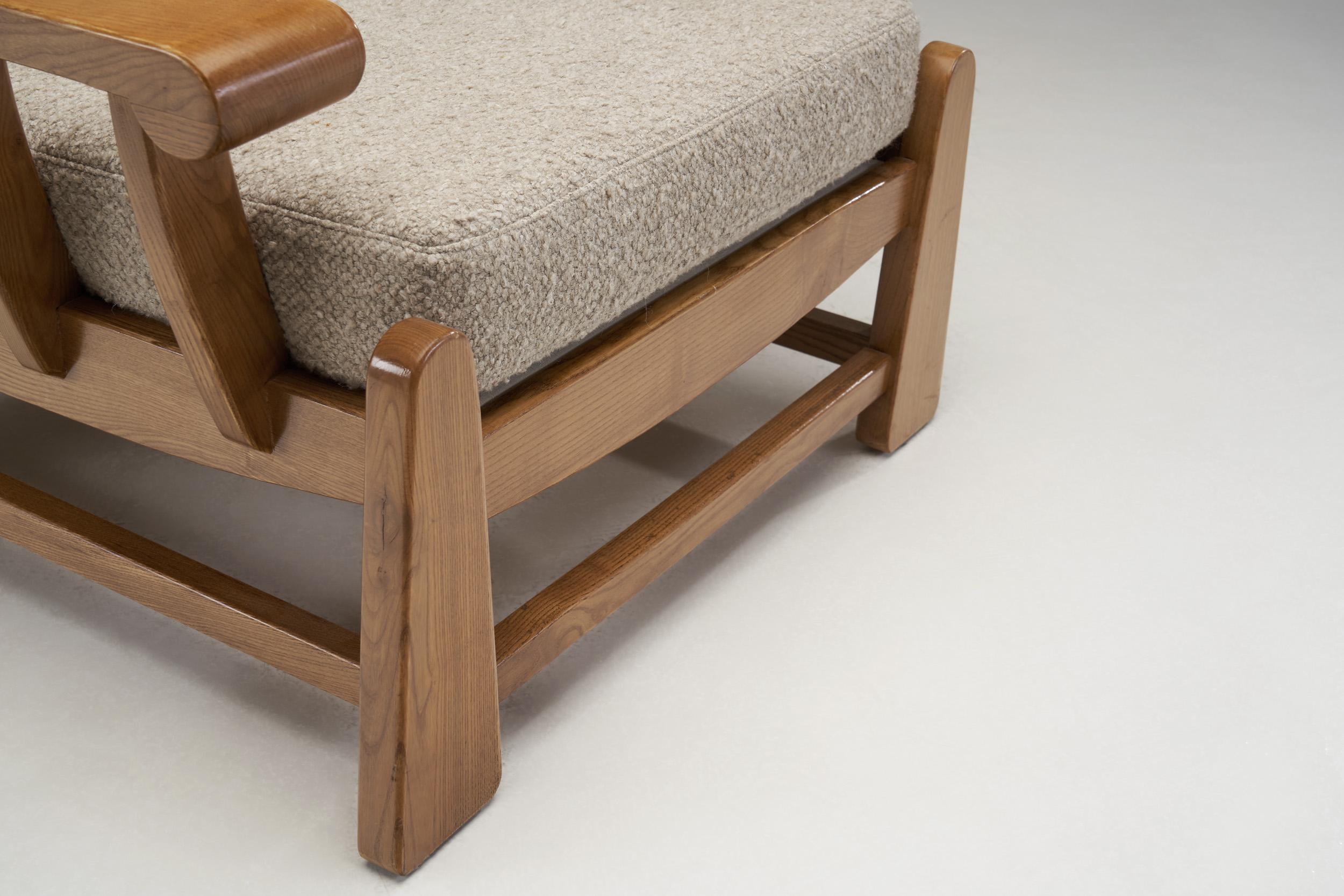 Paire de chaises longues en bois d'orme français par Maison Regain, France 1970 en vente 6