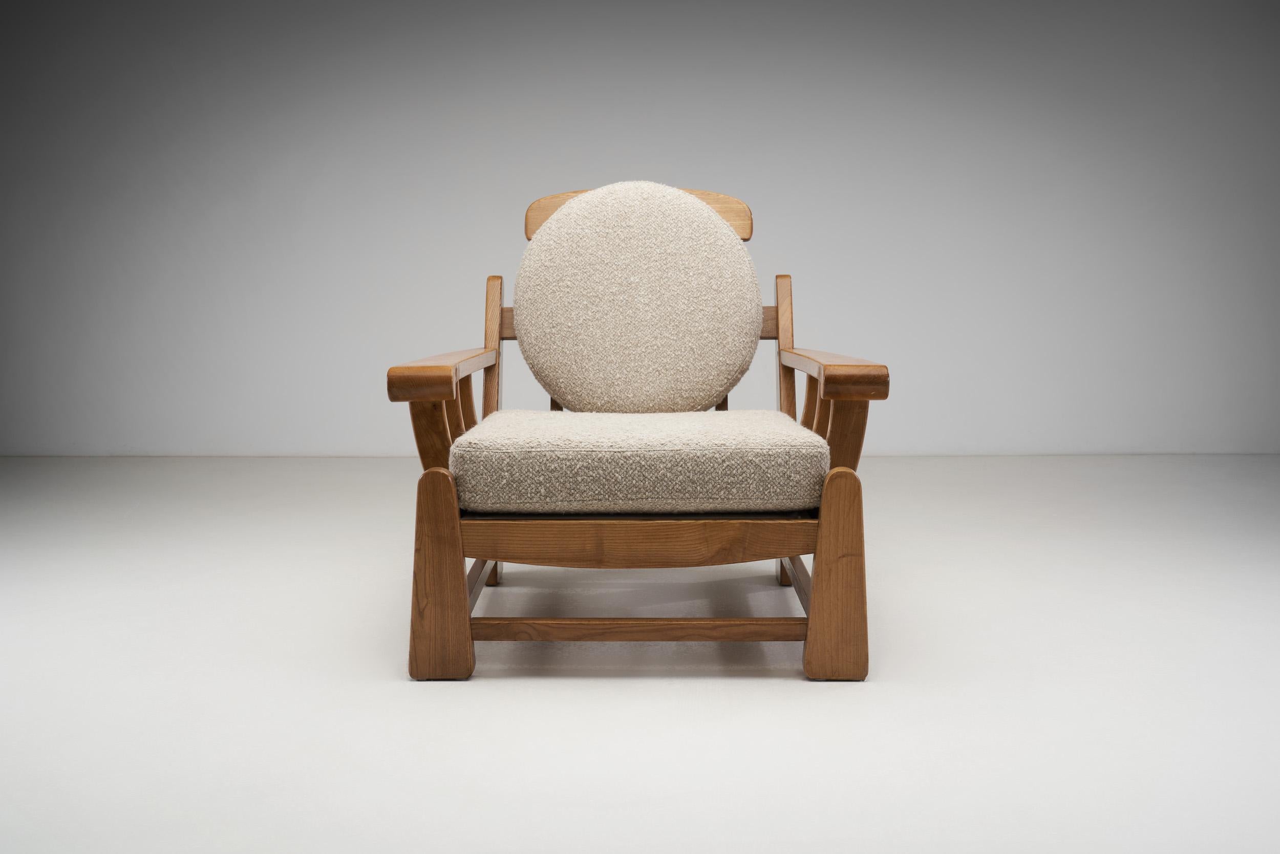 Fin du 20e siècle Paire de chaises longues en bois d'orme français par Maison Regain, France 1970 en vente