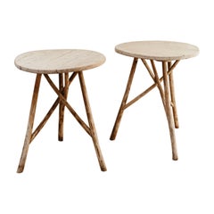 Pareja de mesas francesas de madera de olmo