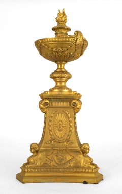 Pair of French Empire Style Gilt Bronze Urns