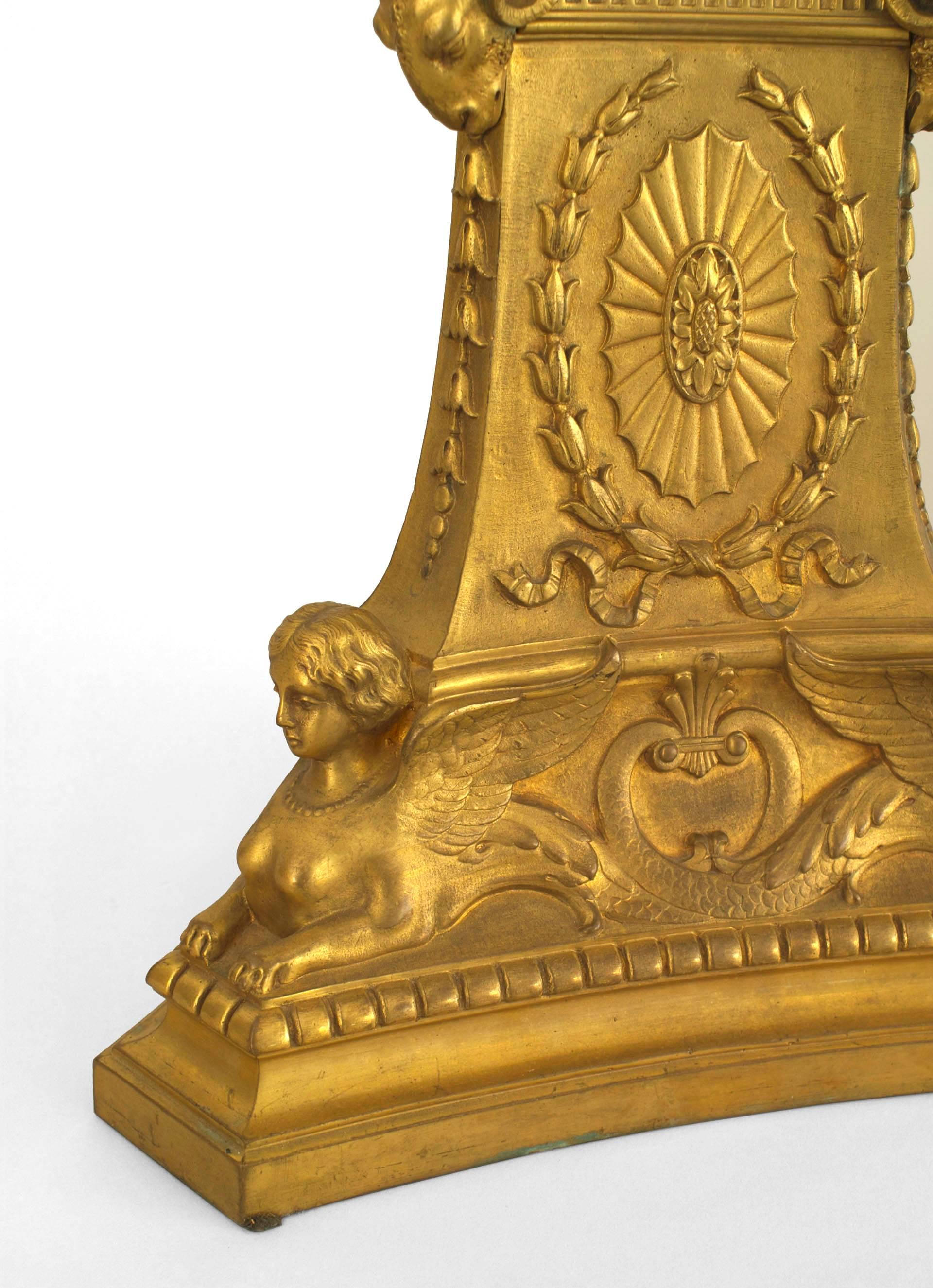 Pair of French Empire Style Gilt Bronze Urns For Sale 2