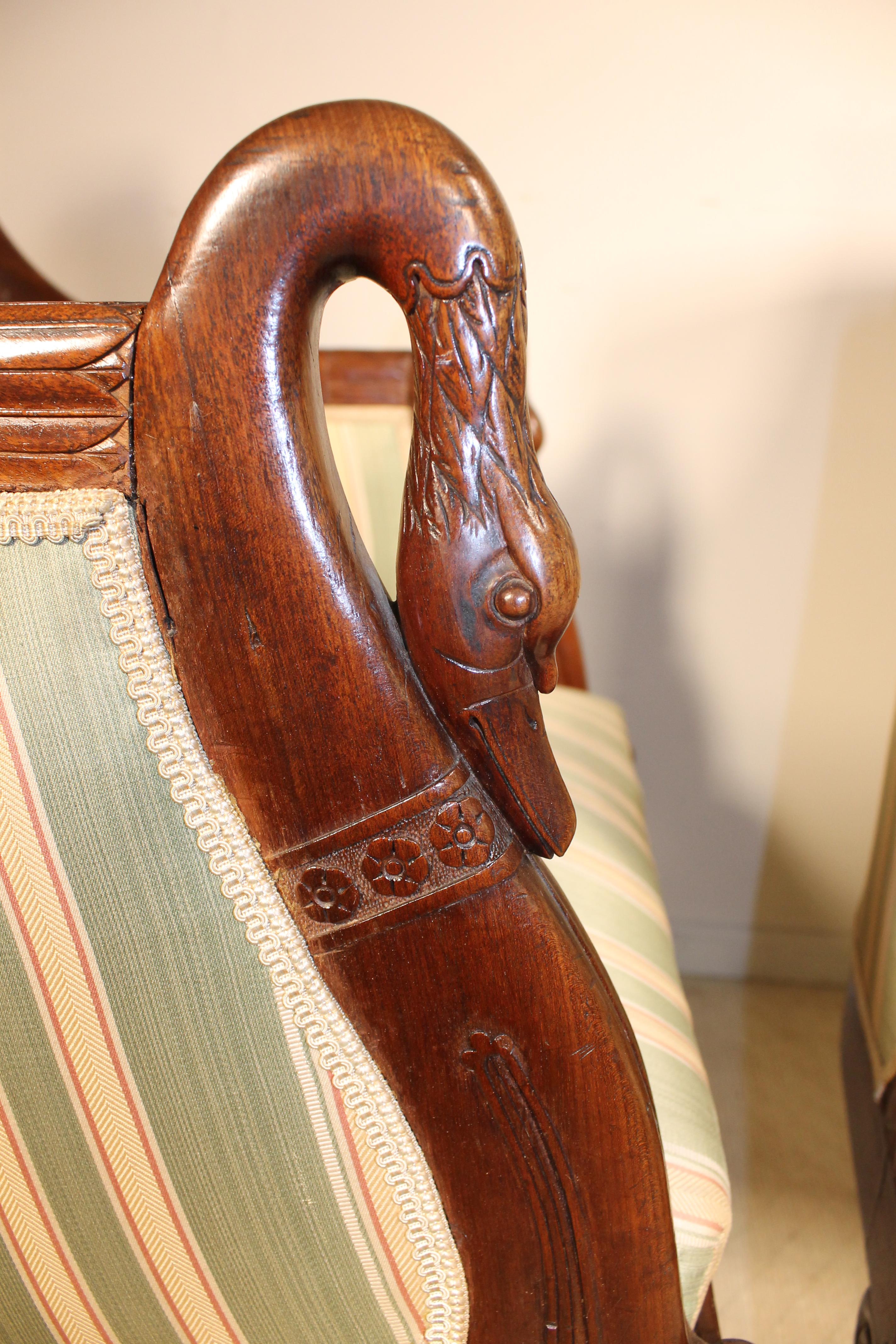 Pair of French Empire Armchairs in Mahogany 2