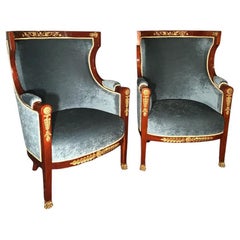 Pair of French Empire Barrel Armchairs, 19th century