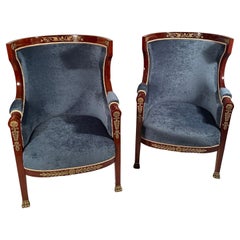 Pair of French Empire Barrel Armchairs, 19th century