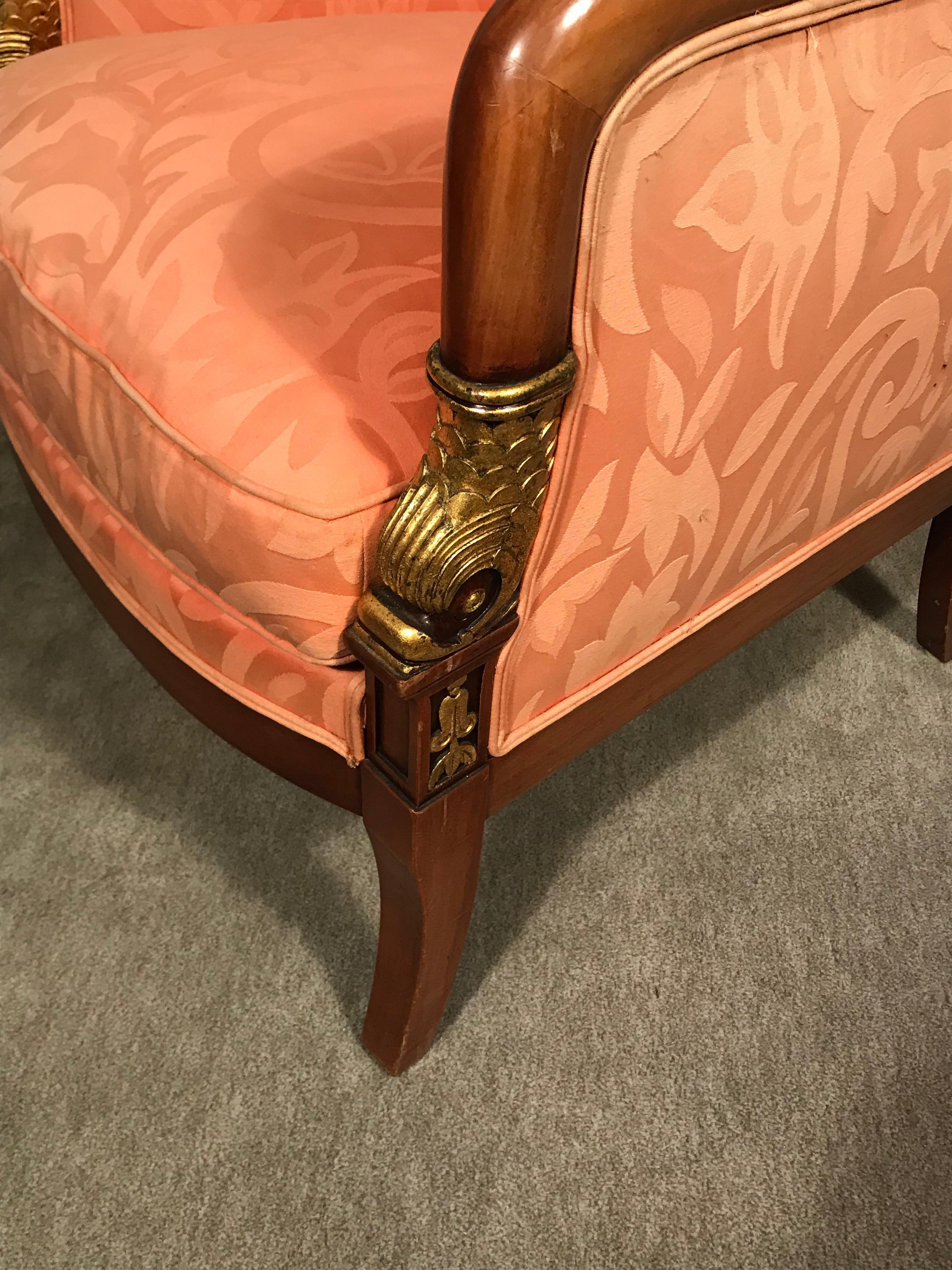 Mid-19th Century Pair of French Empire Bergère Armchairs, 19th century For Sale
