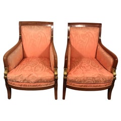 Pair of French Empire Bergère Armchairs, 19th century