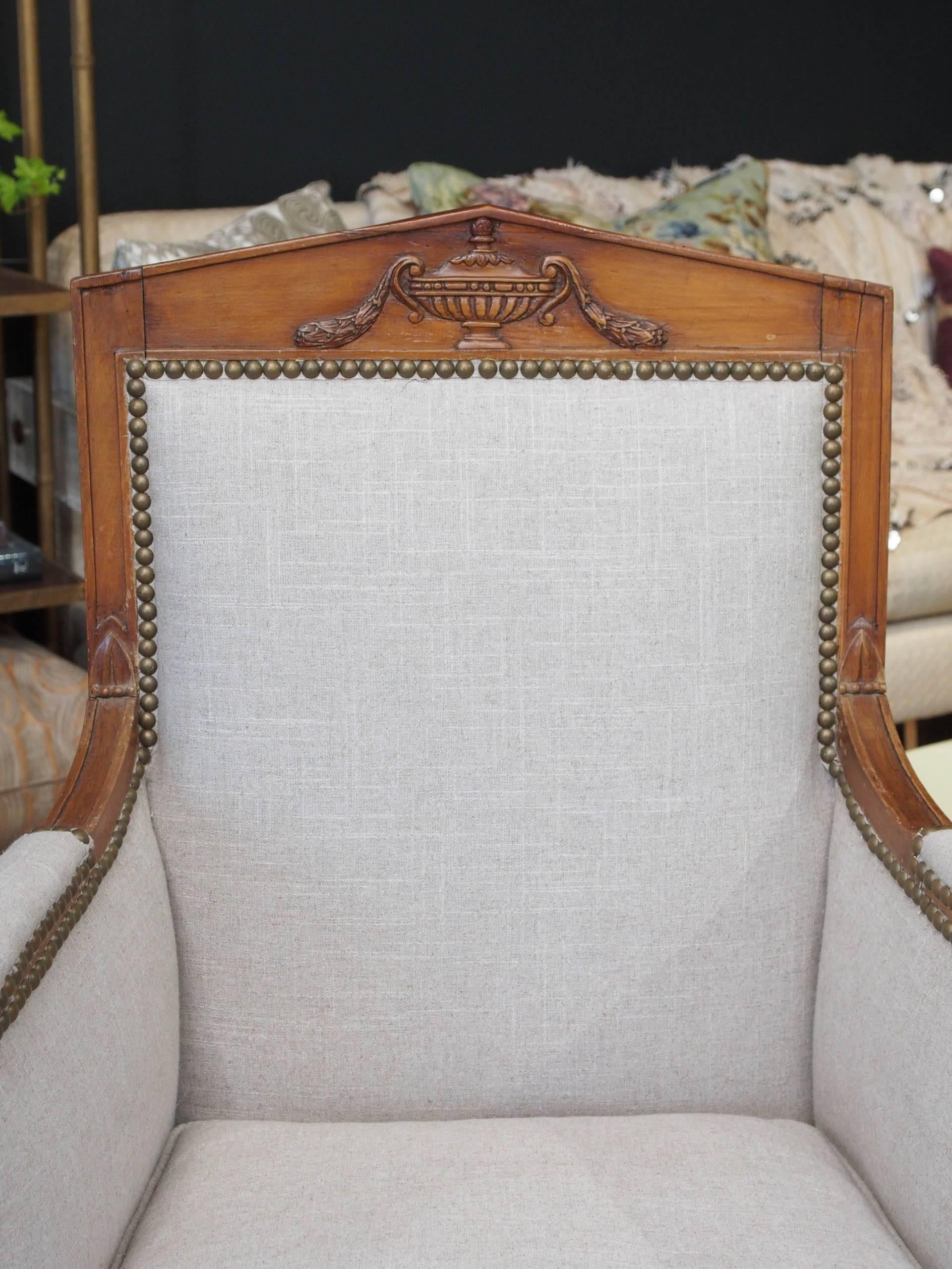 Pair of French Empire Bergere Chairs In Good Condition In New Orleans, LA