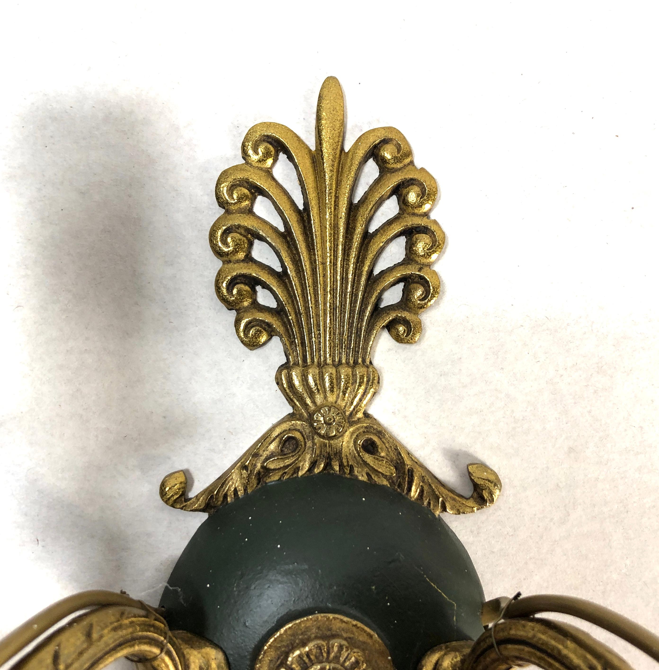 Pair of French Empire Brass wall Sconces For Sale 3