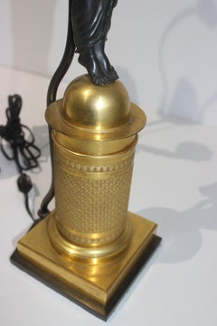 Pair of French Empire Bronze Candleabra Lamps