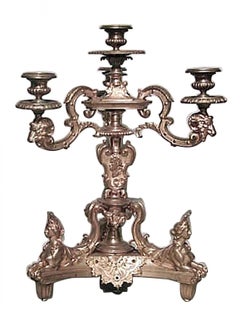 Pair of French Empire Bronze Dore Candelabras with Sphinx Figures