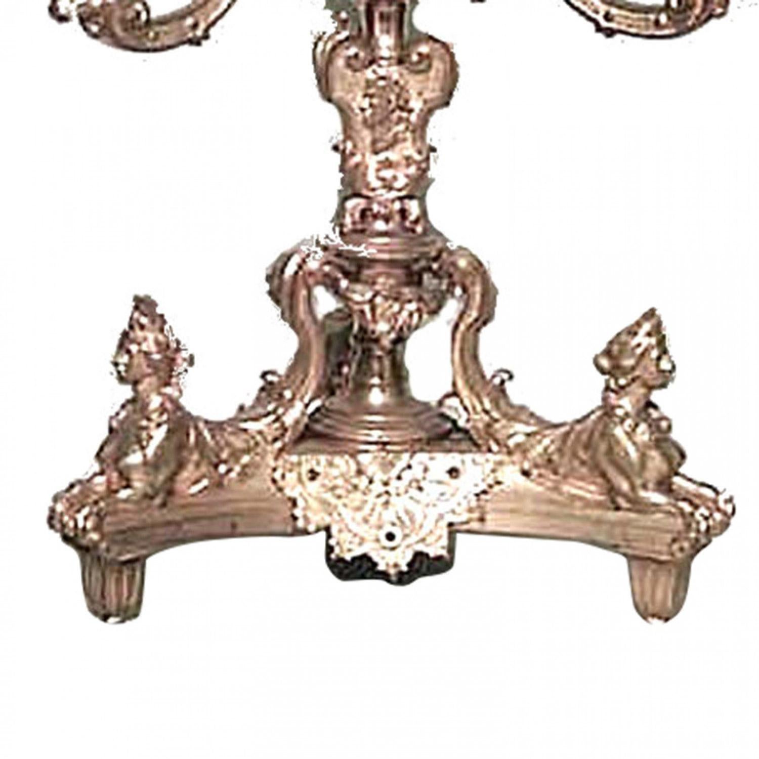 Francese Pair of French Empire Bronze Dore Candelabras with Sphinx Figures in vendita