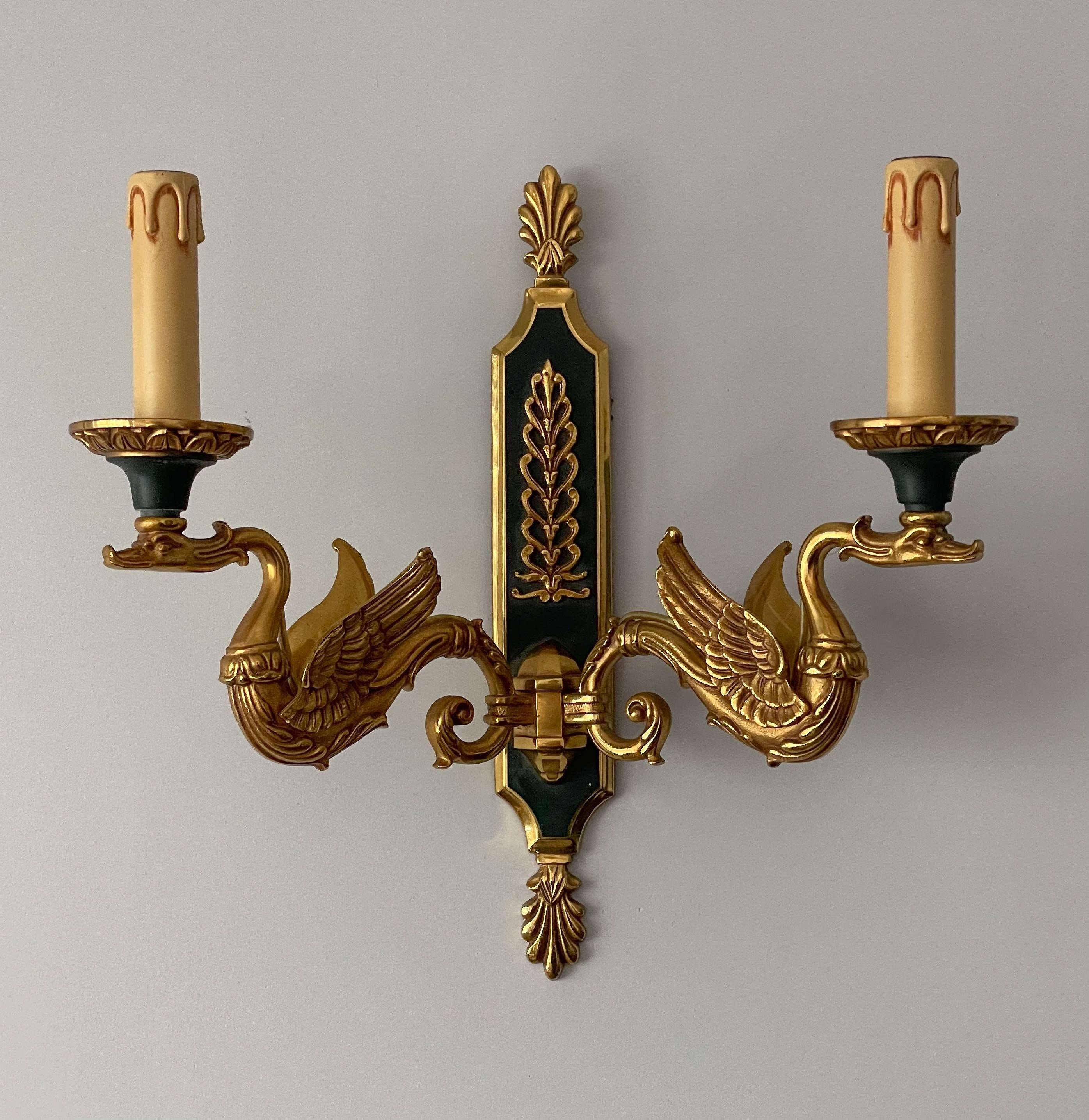 Pair of French Empire Bronze Sconces In Good Condition In Los Angeles, CA