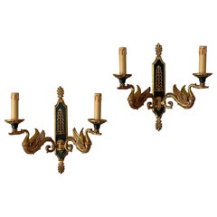 Pair of French Empire Bronze Sconces