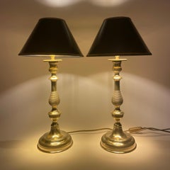 Pair of French Empire Bronze Table Lamps, 1820s