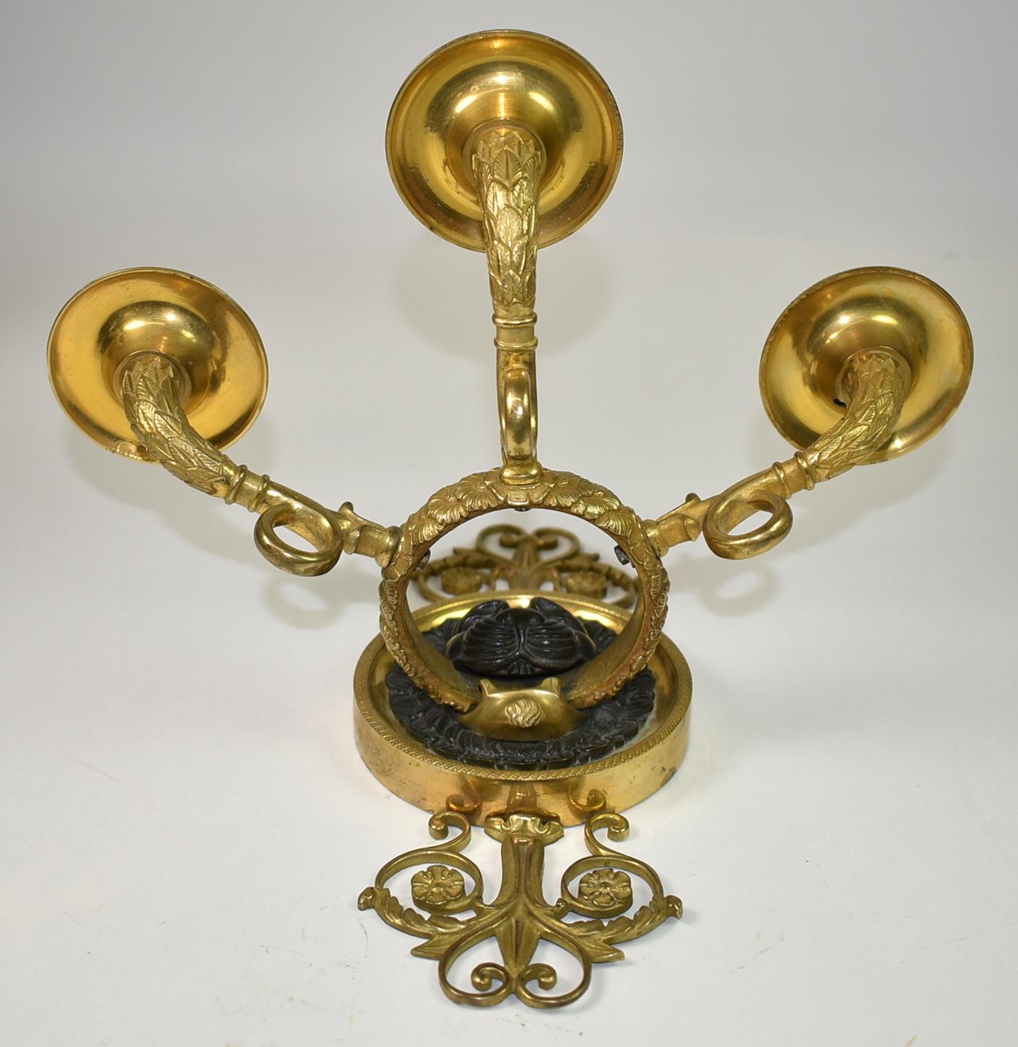 Pair of French Empire Bronze Wall Sconces In Good Condition For Sale In Toledo, OH