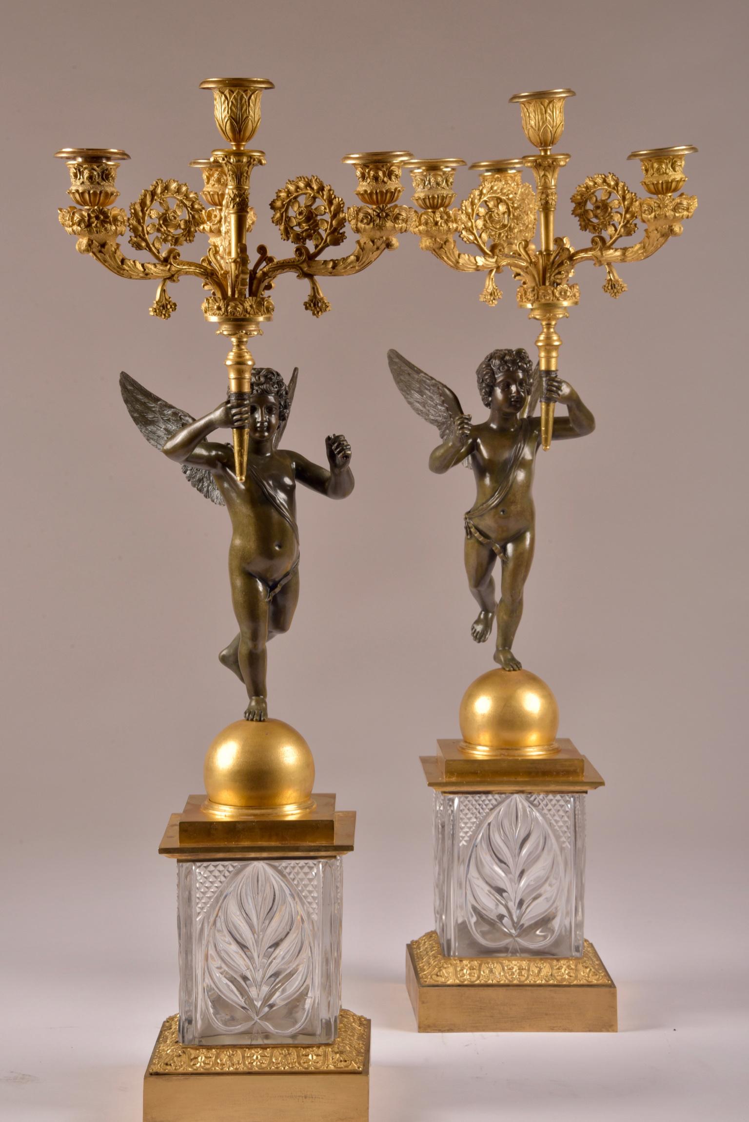 Pair of French Empire Candelabras with Putti, Superb Ormolu Candleholders, 1810  im Angebot 6