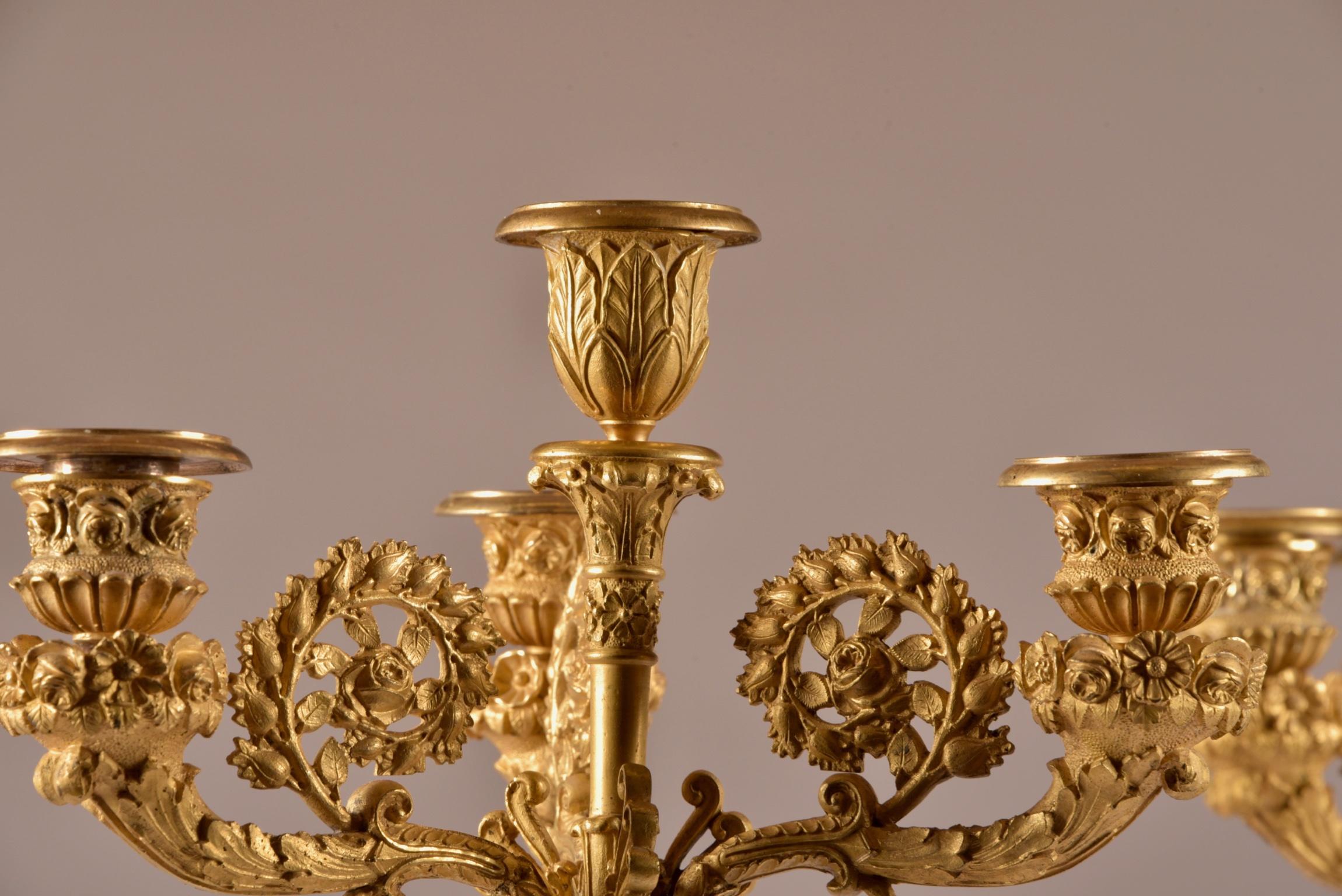 Pair of French Empire Candelabras with Putti, Superb Ormolu Candleholders, 1810  For Sale 8