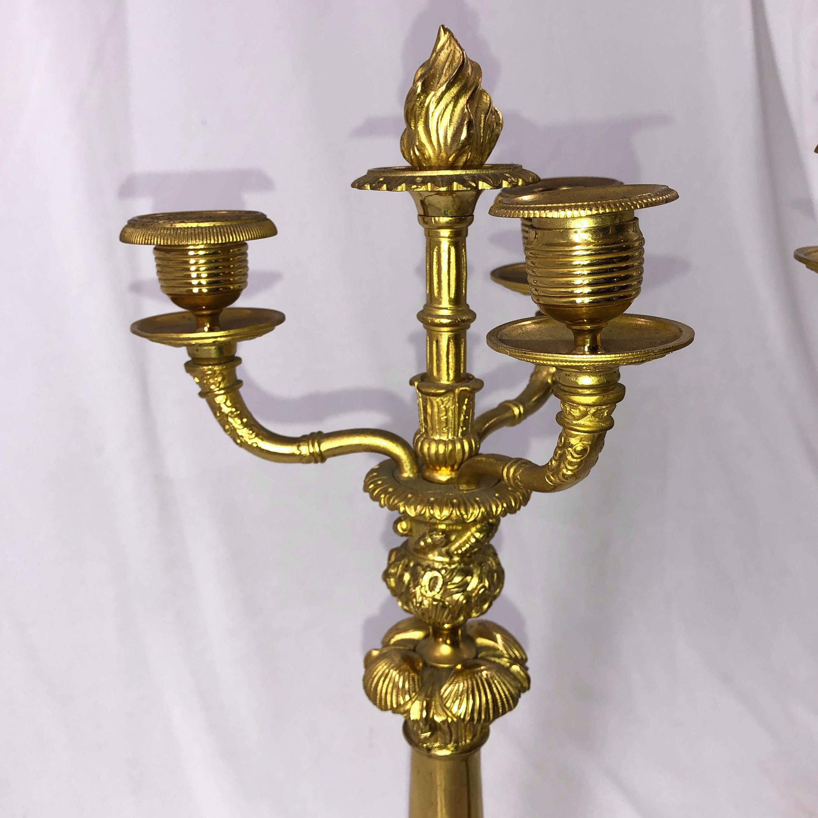 Pair of French Empire Candleabra In Good Condition For Sale In Westwood, NJ
