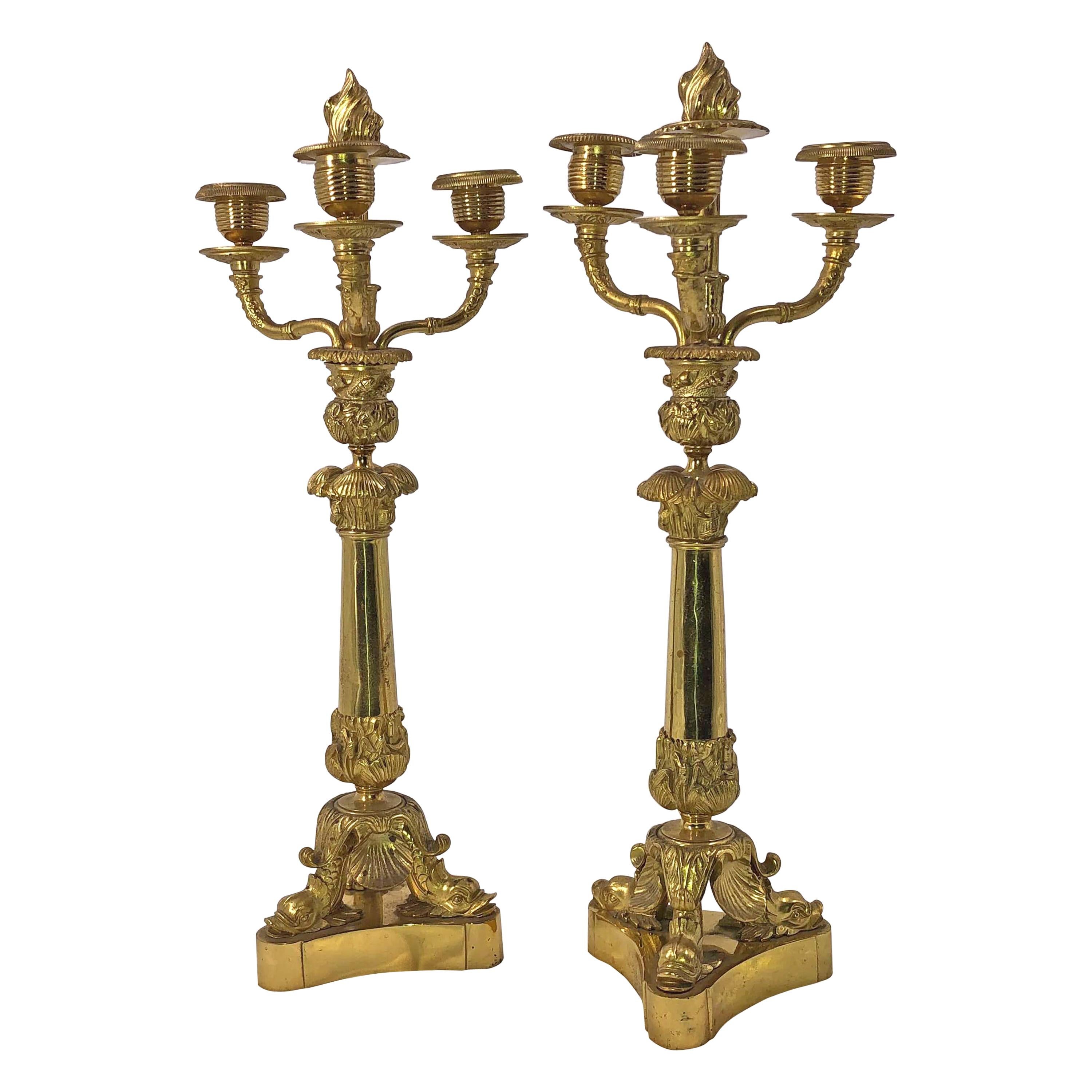 Pair of French Empire Candleabra For Sale