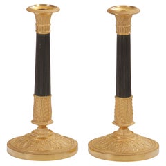 Pair of French Empire Candlesticks Bronze 1800