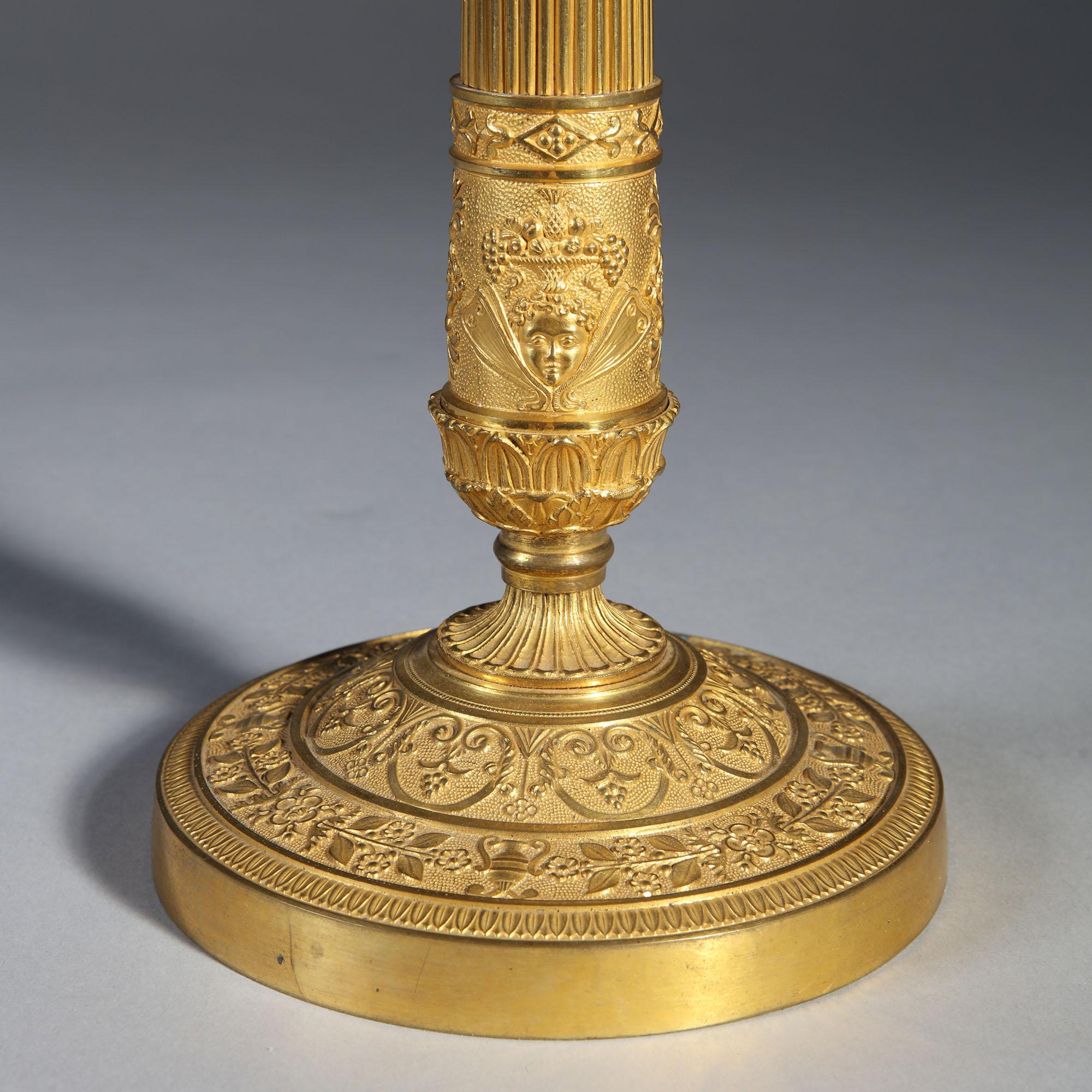 Pair of French Empire Candlesticks, Gilt Bronze, Early 19th Century 2