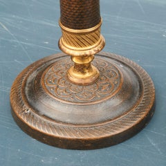 Pair of French Empire Candlesticks in Gilt and Burnished Bronze