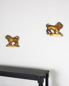 Pair Of French Empire Carved & Gilded Lions