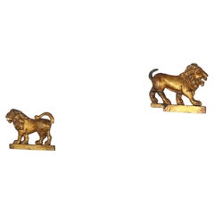 Pair Of French Empire Carved & Gilded Lions