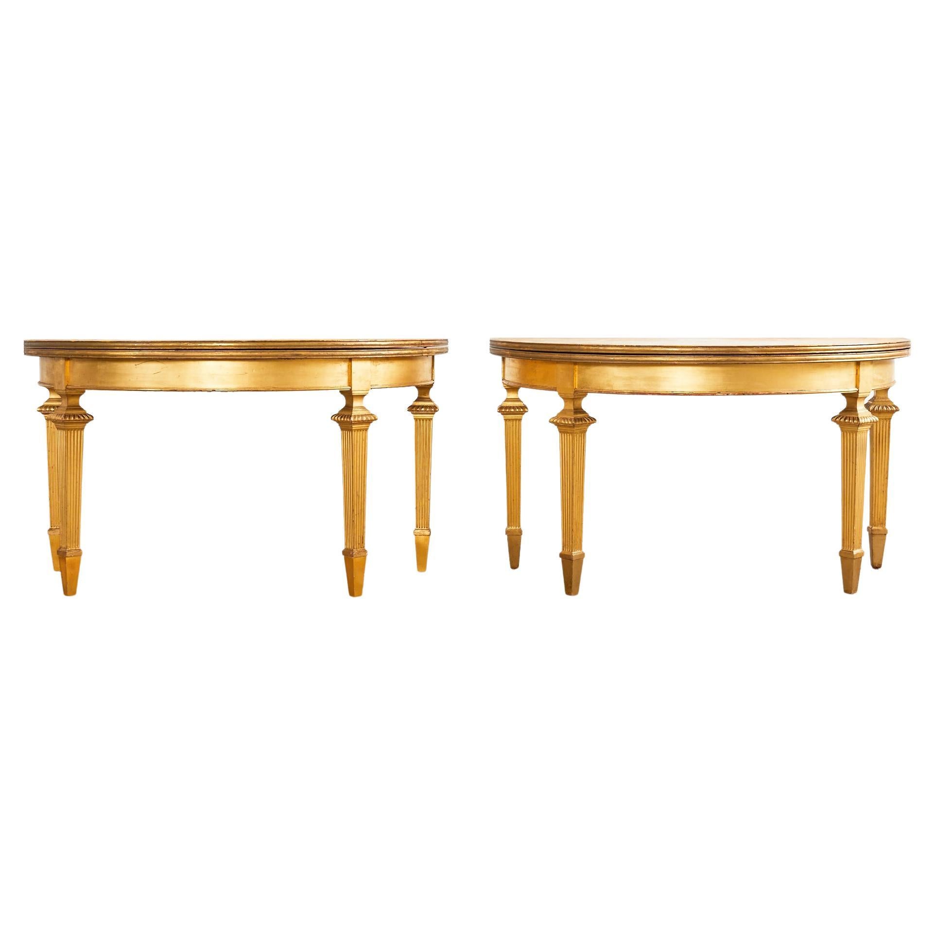 Pair of French Empire Demilune Flip-Top Consoles by Ira Yeager  For Sale