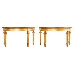 Pair of French Empire Demilune Flip-Top Consoles by Ira Yeager 